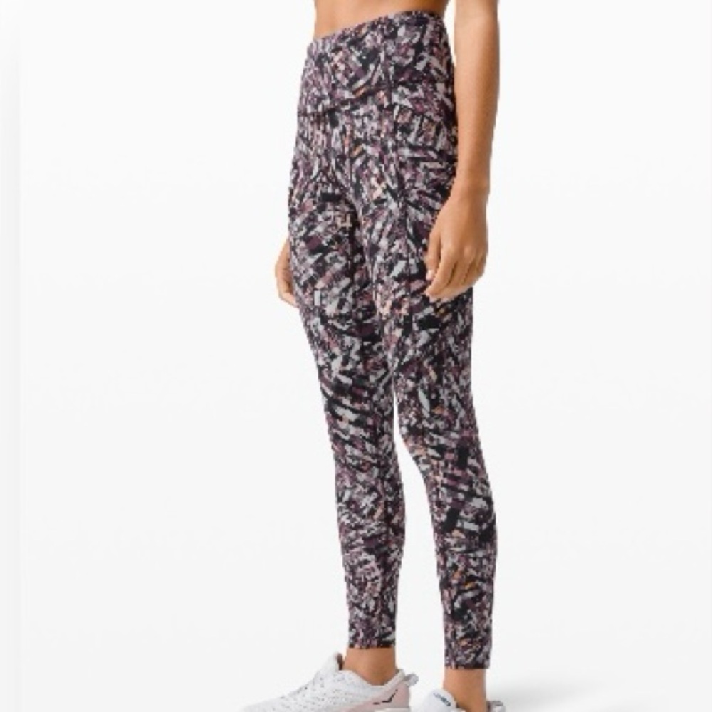 lululemon athletica Marbled Black & Pink High-Rise Leggings